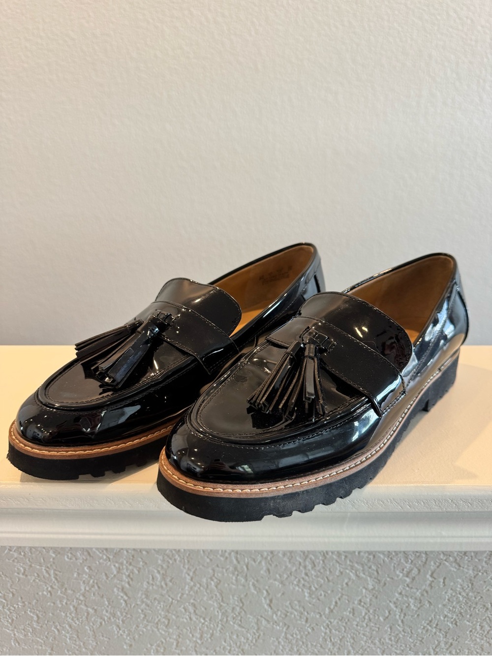 Franco Sarto Black Patent Tassel Loafers